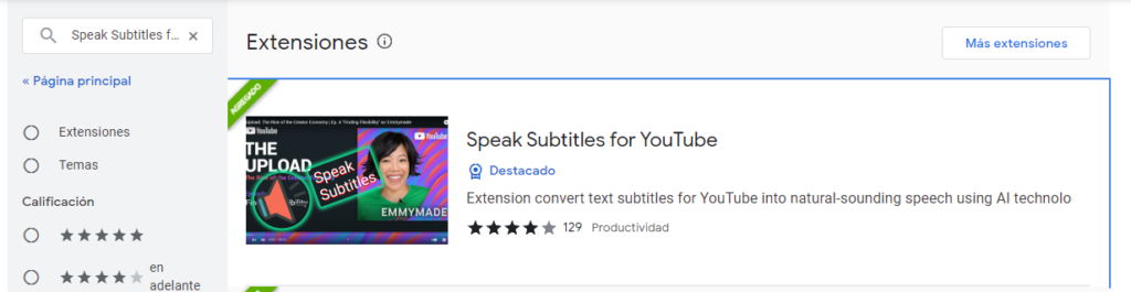 Cómo instalar y utilizar la extensión "Speak Subtitles for YouTube" en Chrome